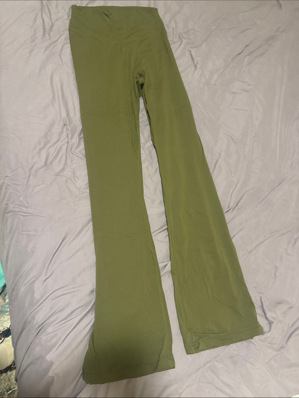 Olive Green Flared Leggings for Women